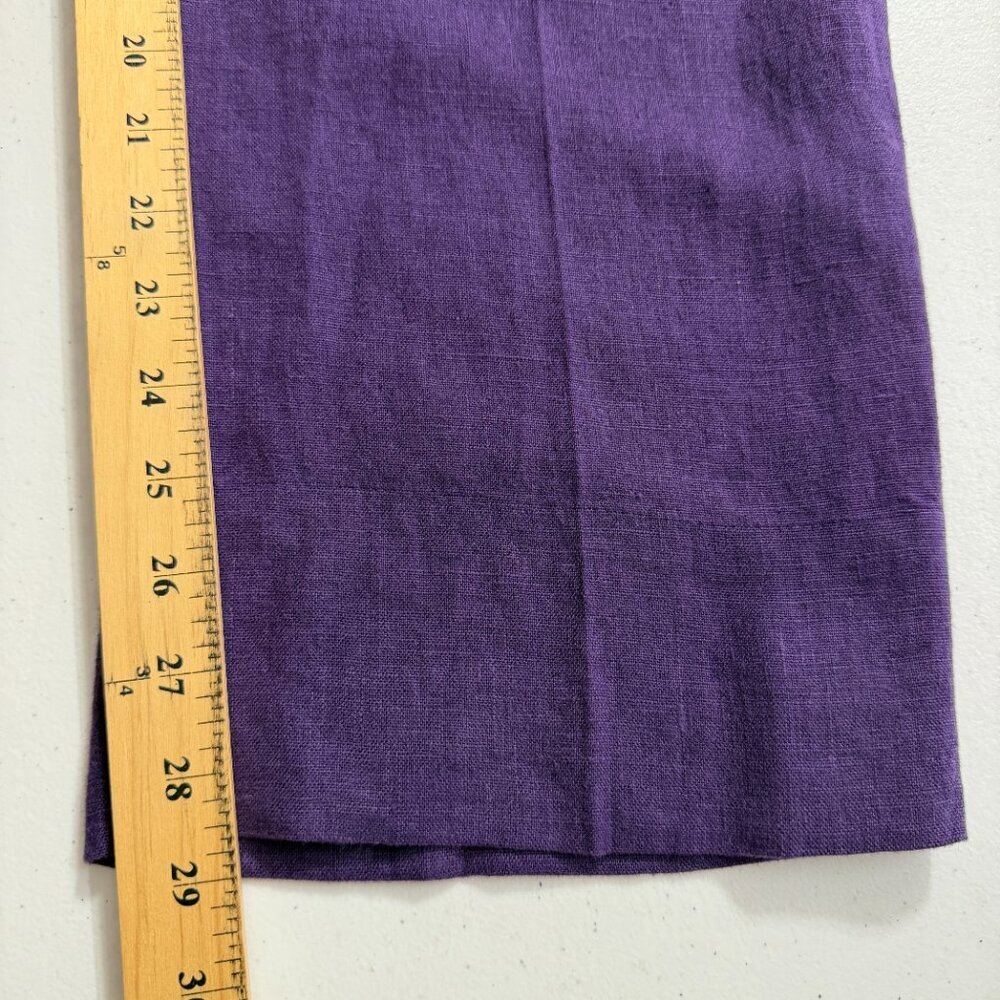FLAX 100% Linen 2 Piece Set Purple Lagenlook Top & Pants Women's L - Picture 8 of 16